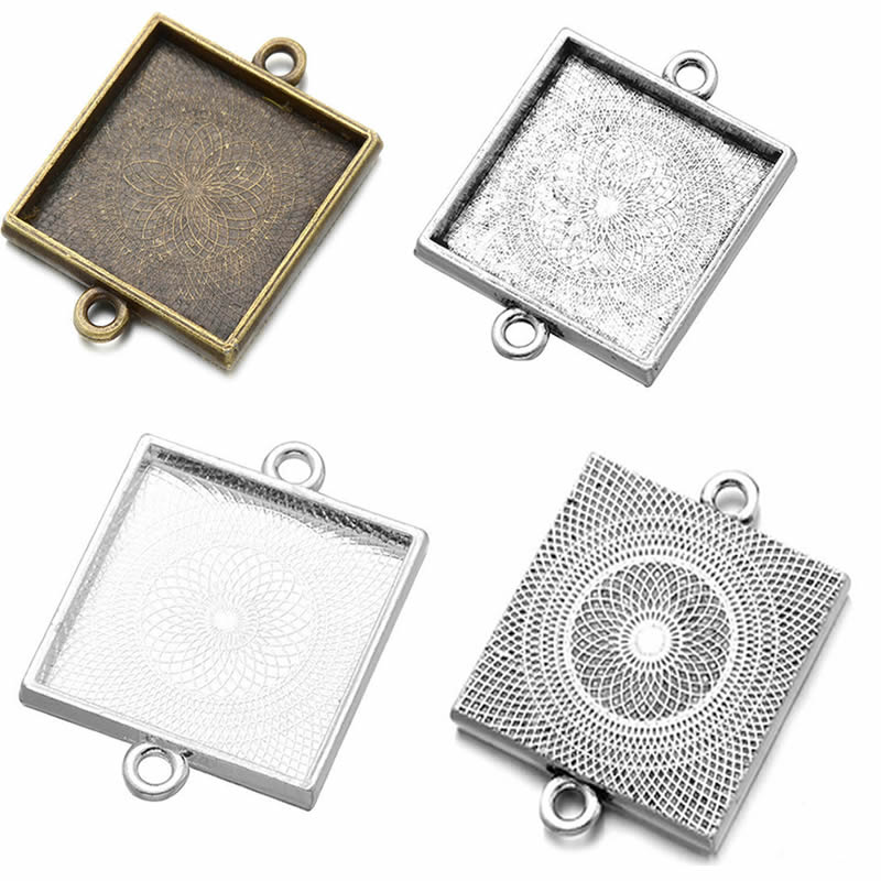 Bezels Set Pendant - Onebeading Fit 25x25mm Square Cabochons Cameos
