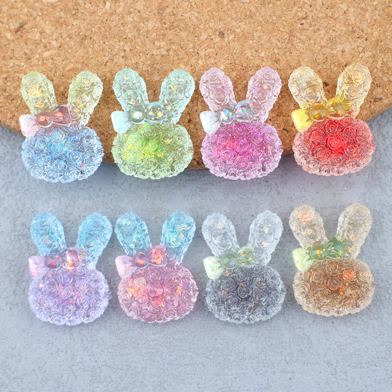 Resin Crafts Diy - 5PCS 18*25mm Luminous Gradient Rabbit Resin
