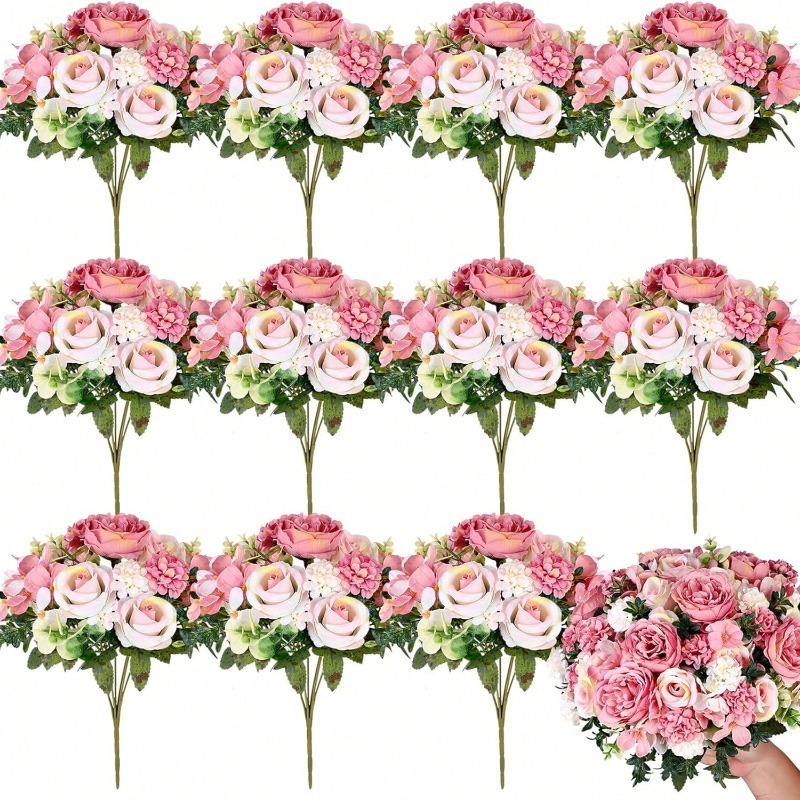 Dried Flower Bulk - 32cm Silk Artificial Rose Bouquet Floral