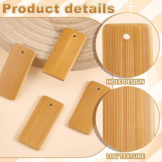 50pcs Wooden Tags Key Ring Bla - огляд і ціна Wood Ring Blank