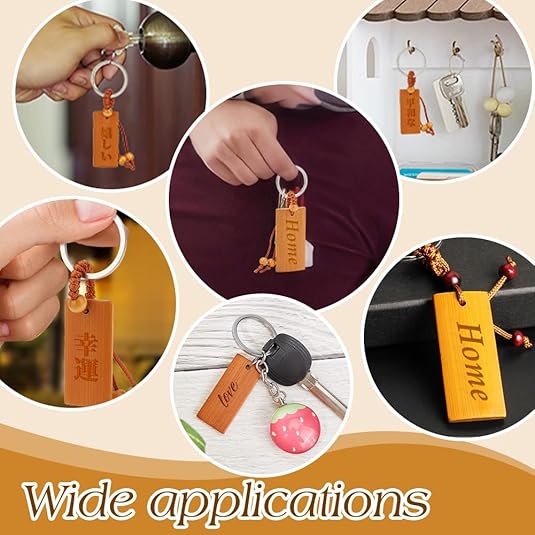 50pcs Wooden Tags Key Ring Bla - огляд і ціна Wood Ring Blank