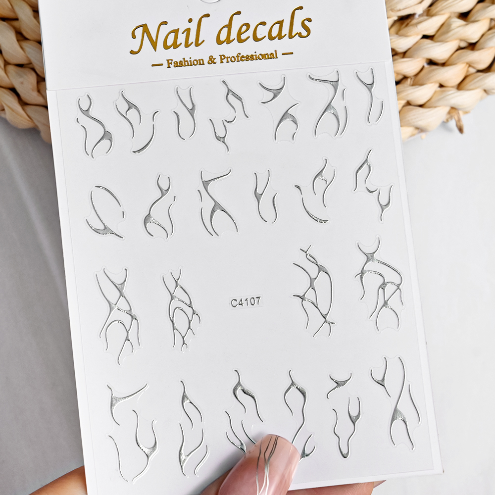 3D Silver Flame Nail Sticker G - огляд і ціна Gold Foil Flakes