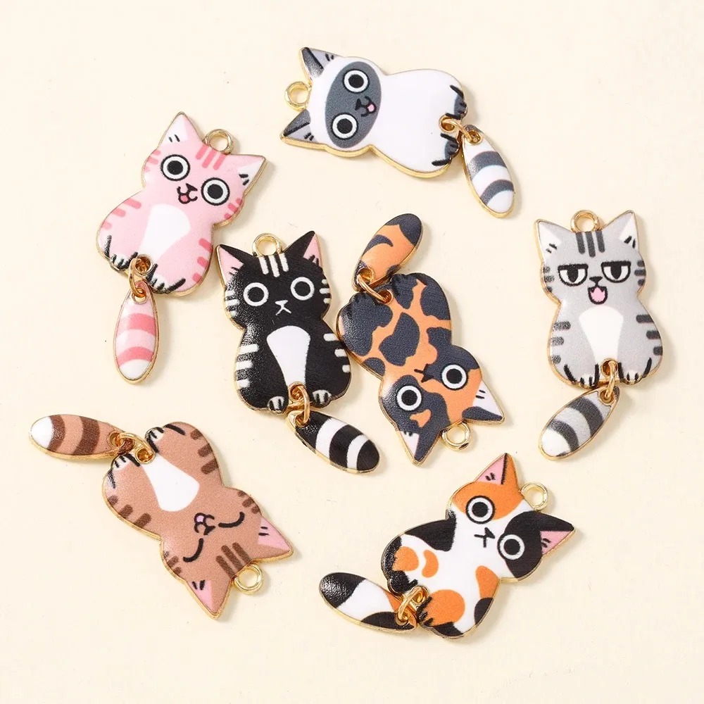 10Pcs 16×39mm Cute Cartoon Cat - огляд і ціна Resin Crafts Diy