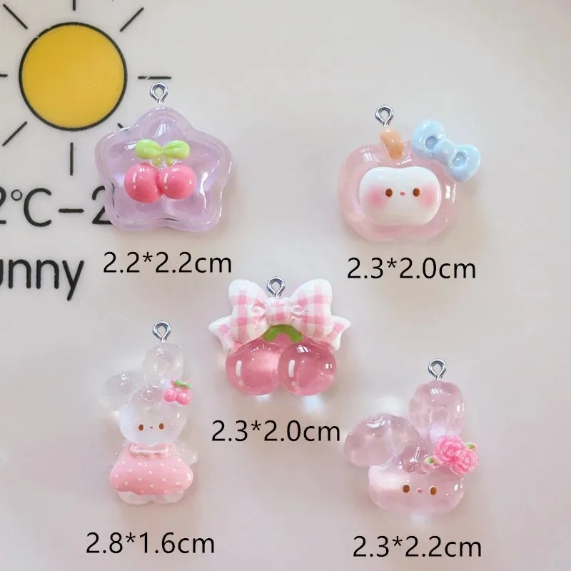 10Pcs Cute Cherry Rabbit Resin - огляд і ціна Resin Crafts Diy