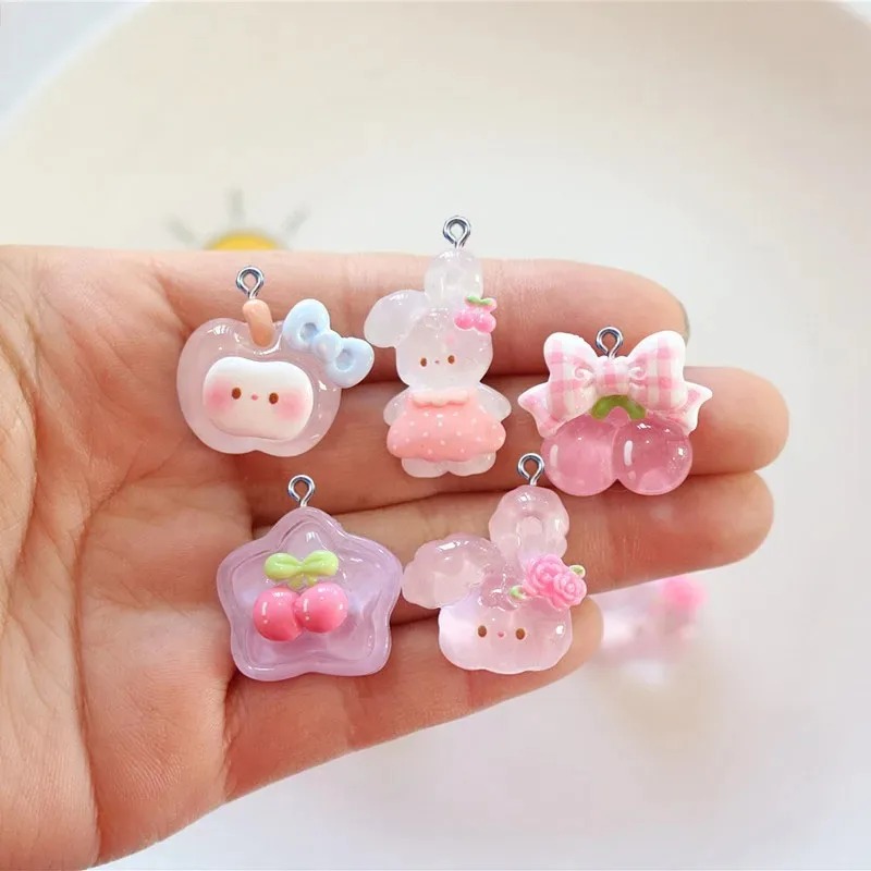 10Pcs Cute Cherry Rabbit Resin - огляд і ціна Resin Crafts Diy