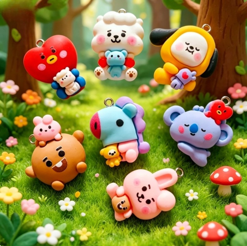 7pcs BT21 Resin Cartoon Charm  - огляд і ціна Resin Crafts Diy