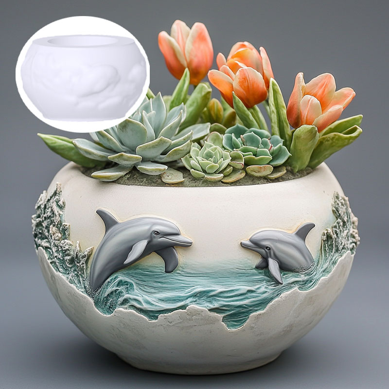 Couple dolphin relief succulen - огляд і ціна Resin Ocean Wave Mold