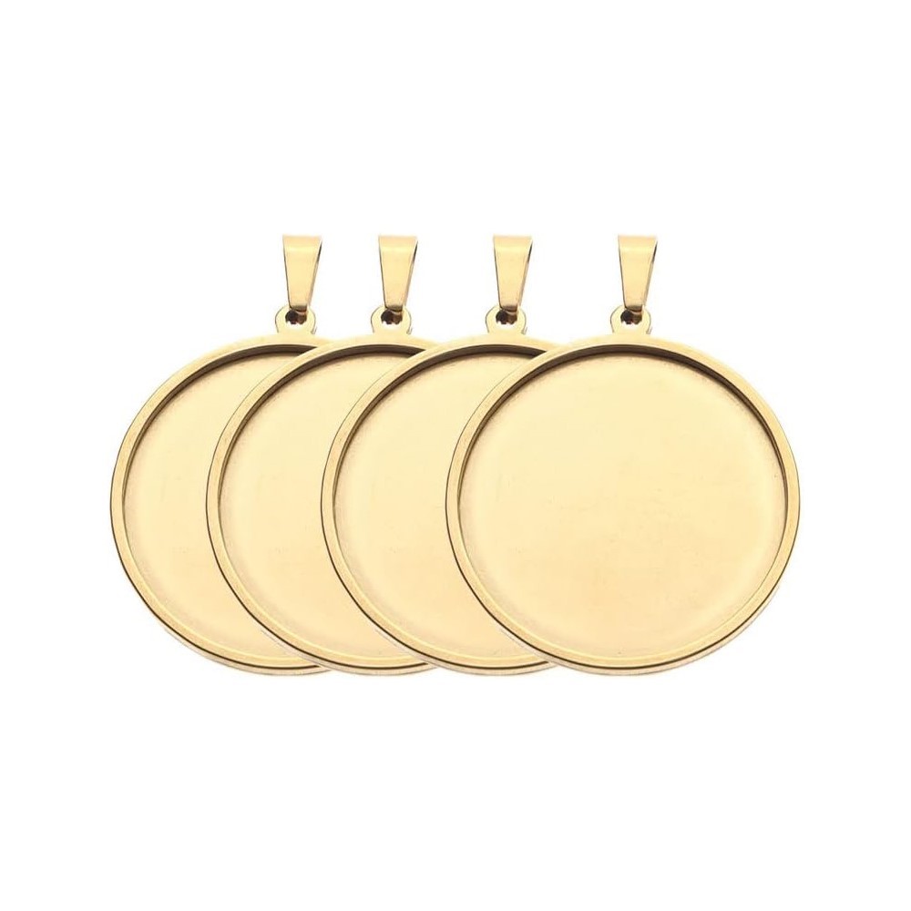 5Pcs/Lot Stainless Steel Round - огляд і ціна Bezels Set Pendant