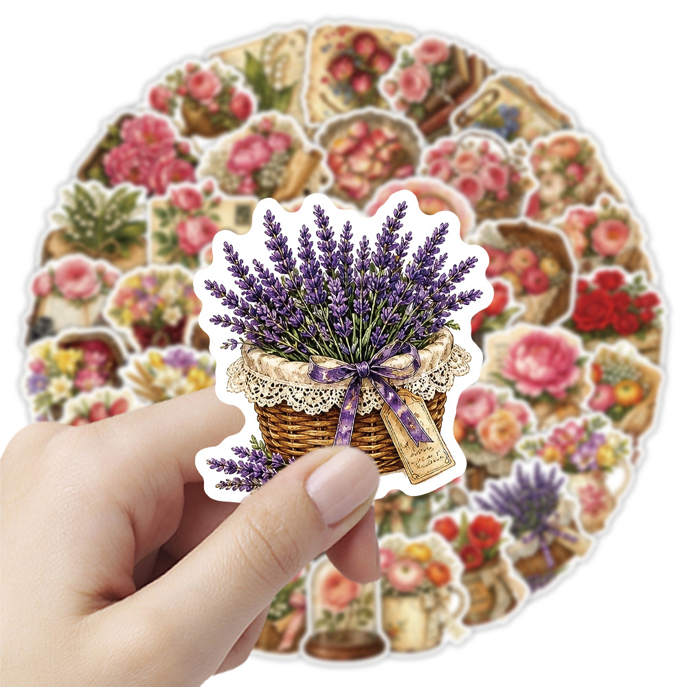 50Pcs Vintage Floral Stickers  - огляд і ціна Dried Flower Bulk